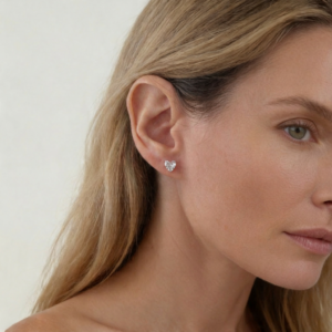 Kolczyki srebrne biała cyrkonia w kształcie serca