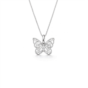 Naszyjnik srebrny motyl z białymi cyrkoniami