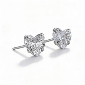 Kolczyki srebrne biała cyrkonia w kształcie serca