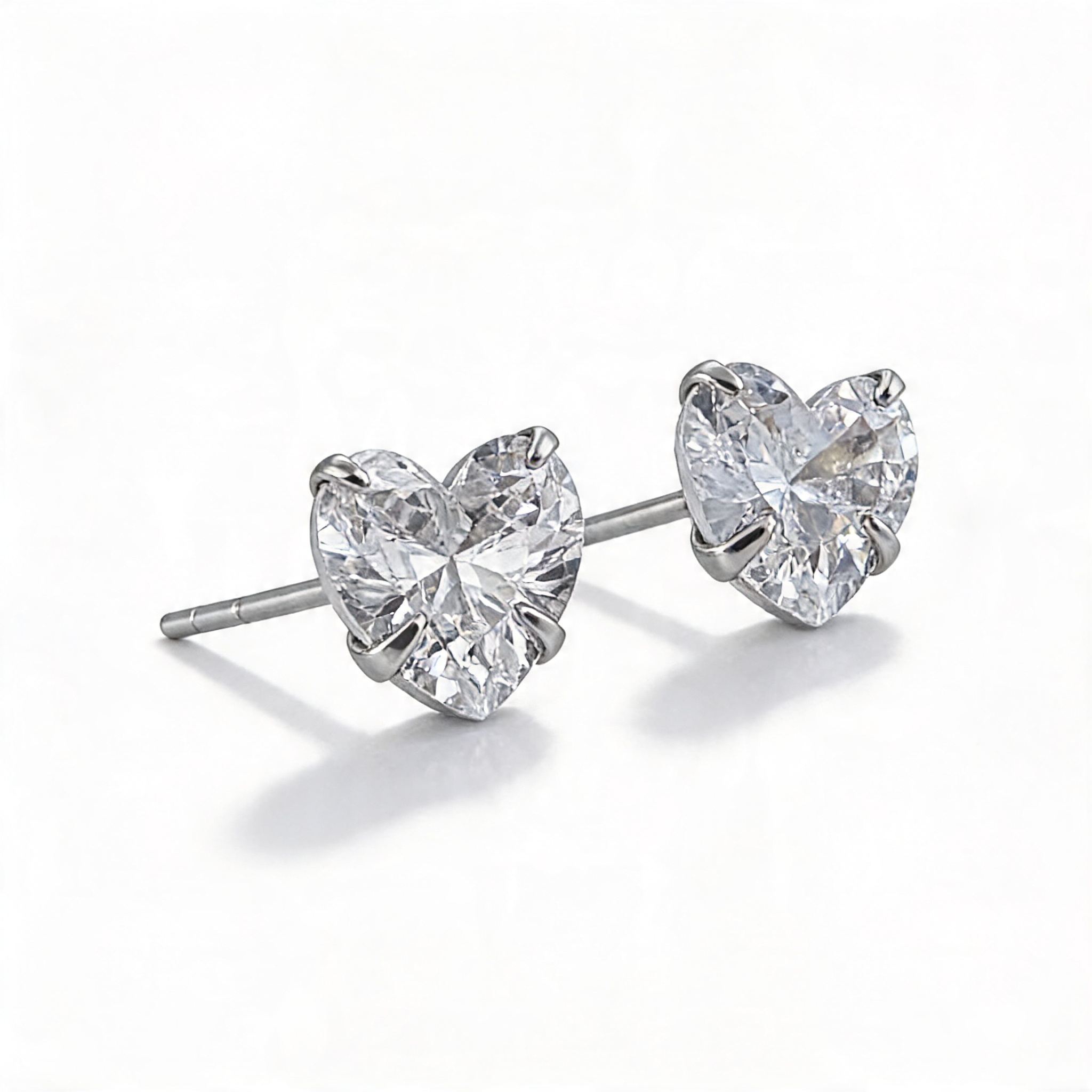 Kolczyki srebrne biała cyrkonia w kształcie serca