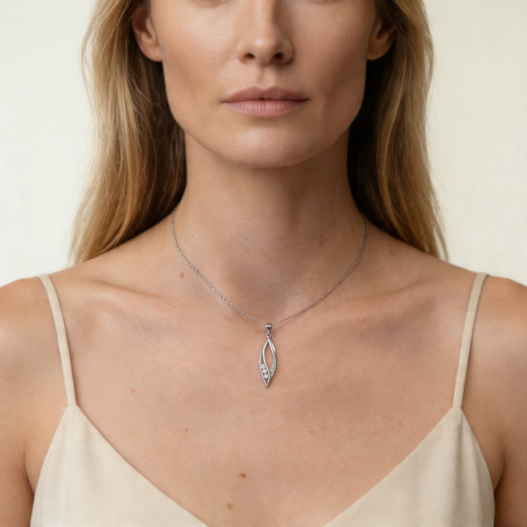 Zawieszka srebrna z białymi cyrkoniami - obrazek 2