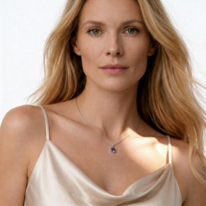 Naszyjnik srebrny z ametystową cyrkonią