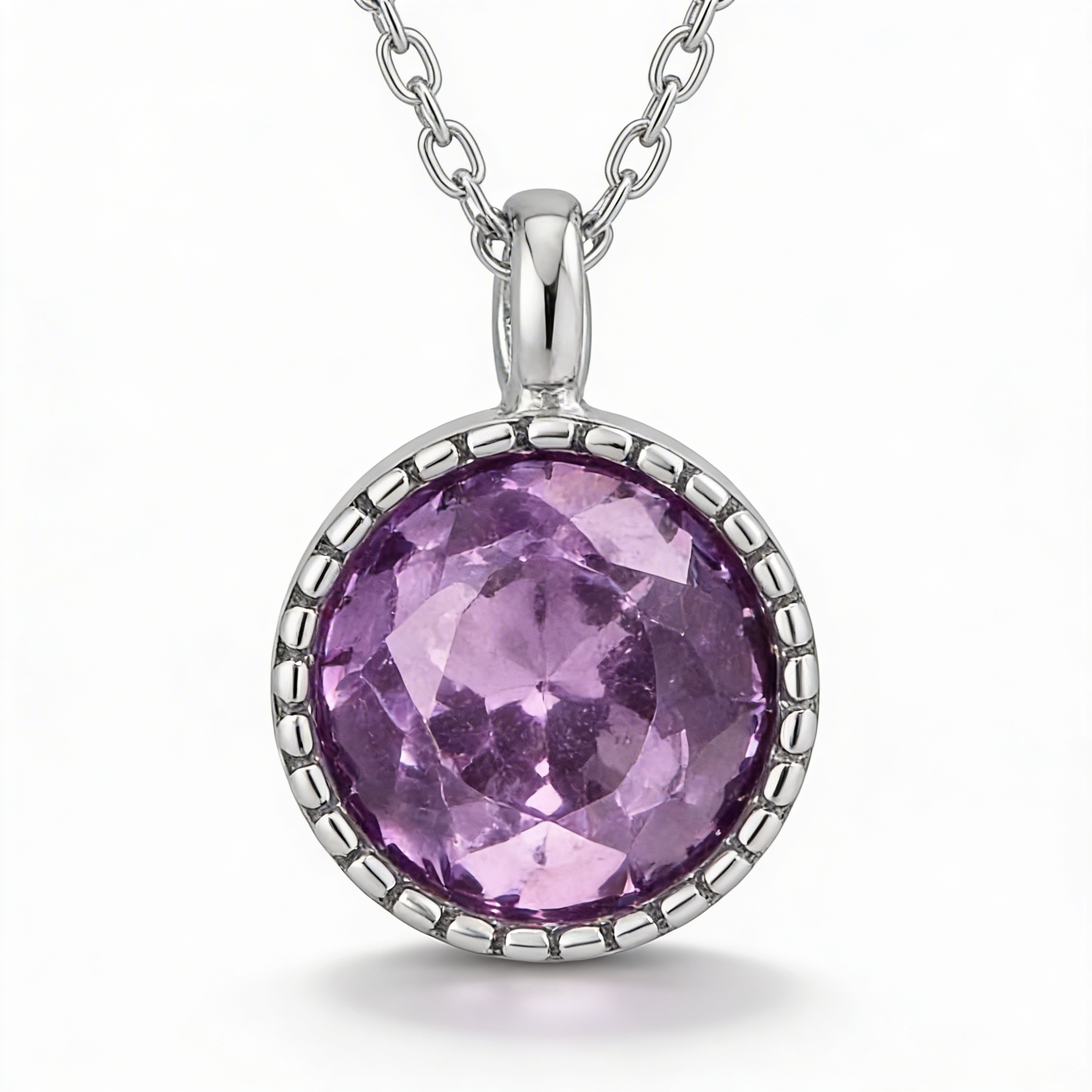 Naszyjnik srebrny z ametystową cyrkonią - obrazek 3