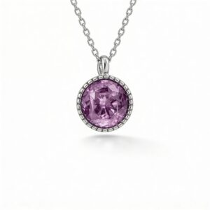 Naszyjnik srebrny z ametystową cyrkonią