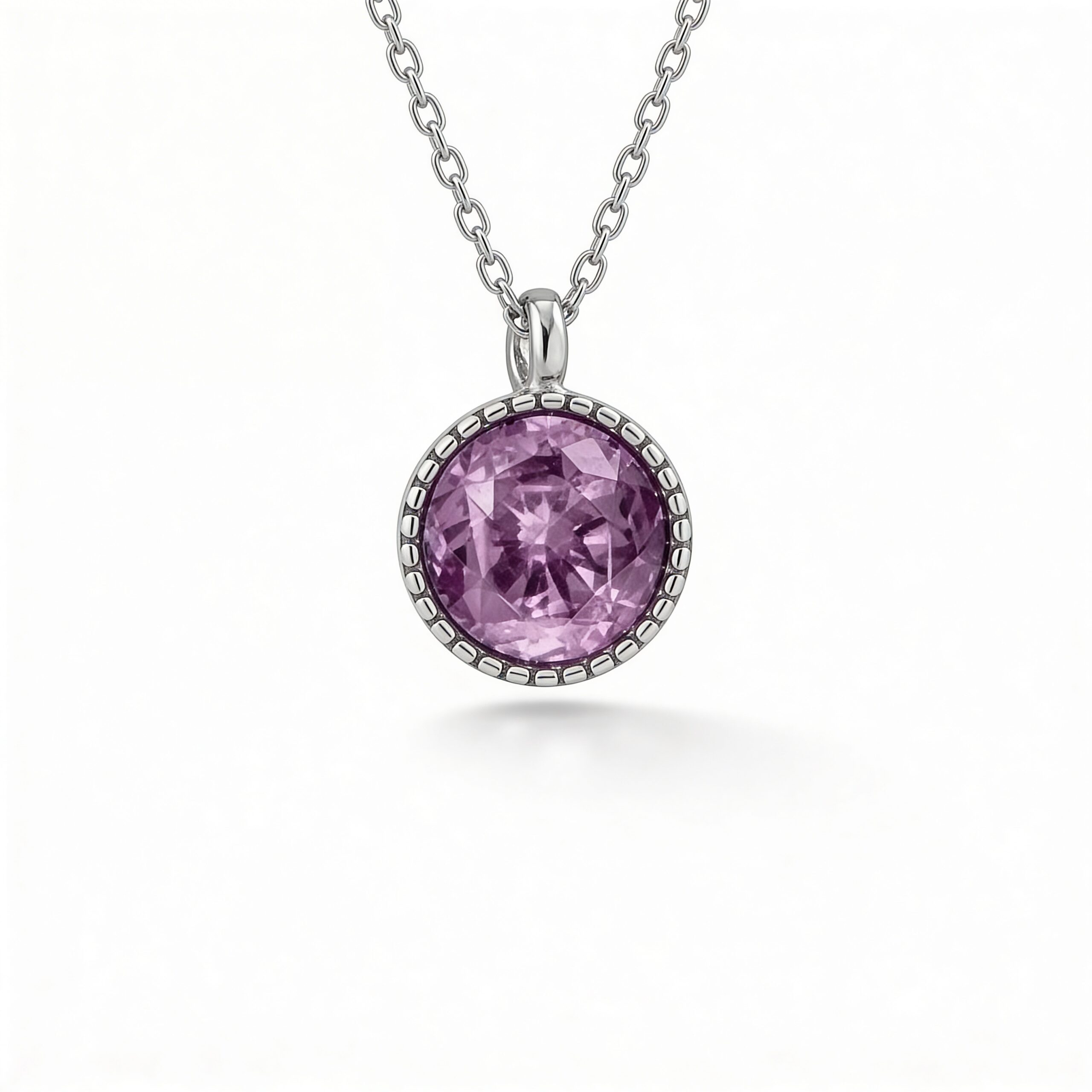 Naszyjnik srebrny z ametystową cyrkonią